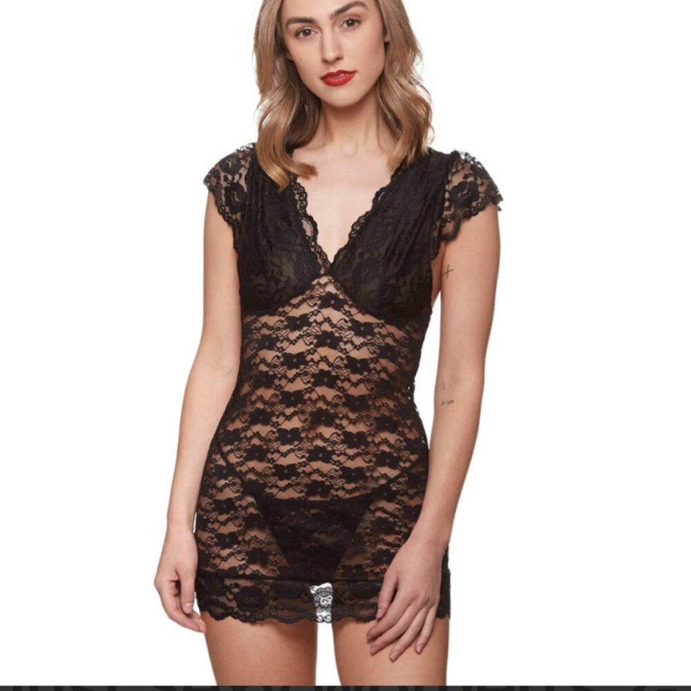 NWT JUST SEXY LINGERIE 2-PIECE STRETCH CHEMISE SET